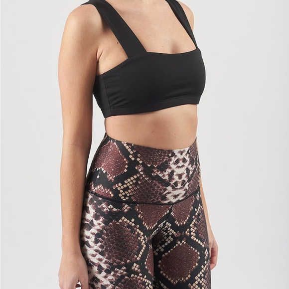 Brown Python Print Leggings. Compression Yoga Pants. - Picture 2 of 7